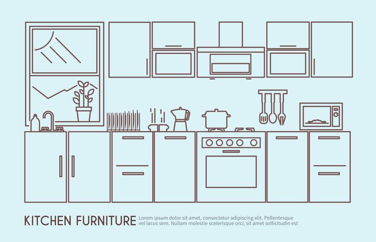 Ilustración de muebles de cocina vector