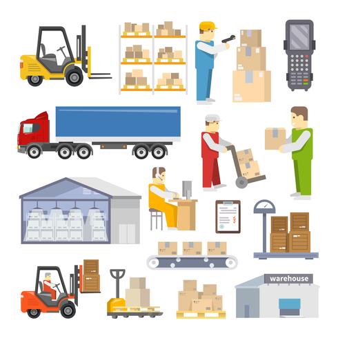 Warehouse Icons Flat vector