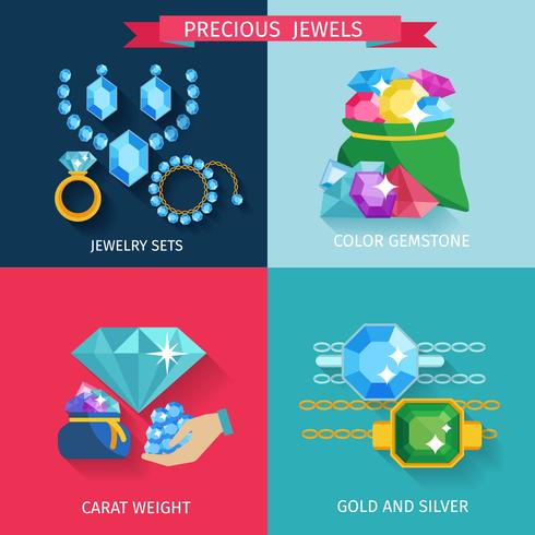 Precious Jewels Flat vector