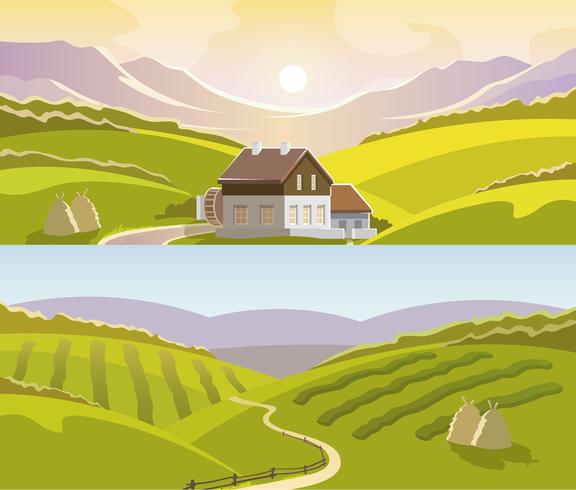 Conjunto de banners de paisaje de montaña vector