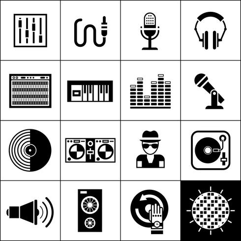 Dj Icons Black vector