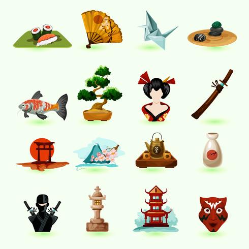 Conjunto de iconos de Japón vector