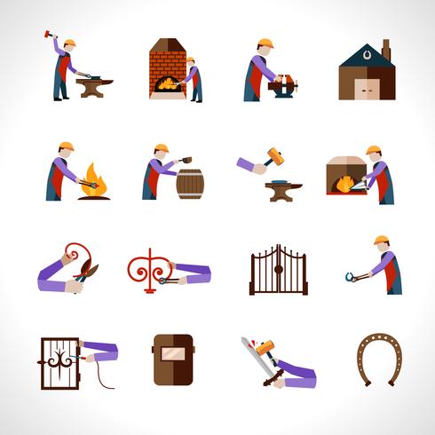 Blacksmith Icons Set vector