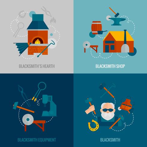 Blacksmith Flat Set vector