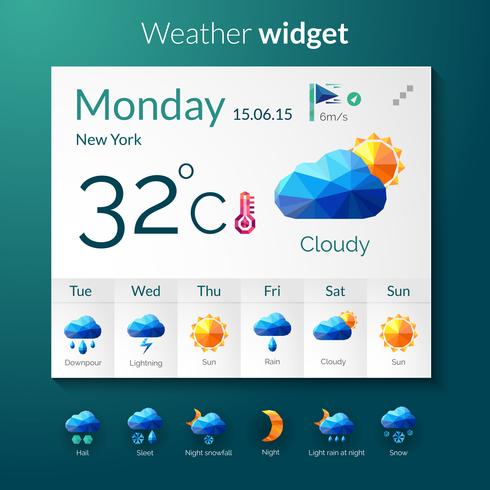 Weather Polygonal Widget vector