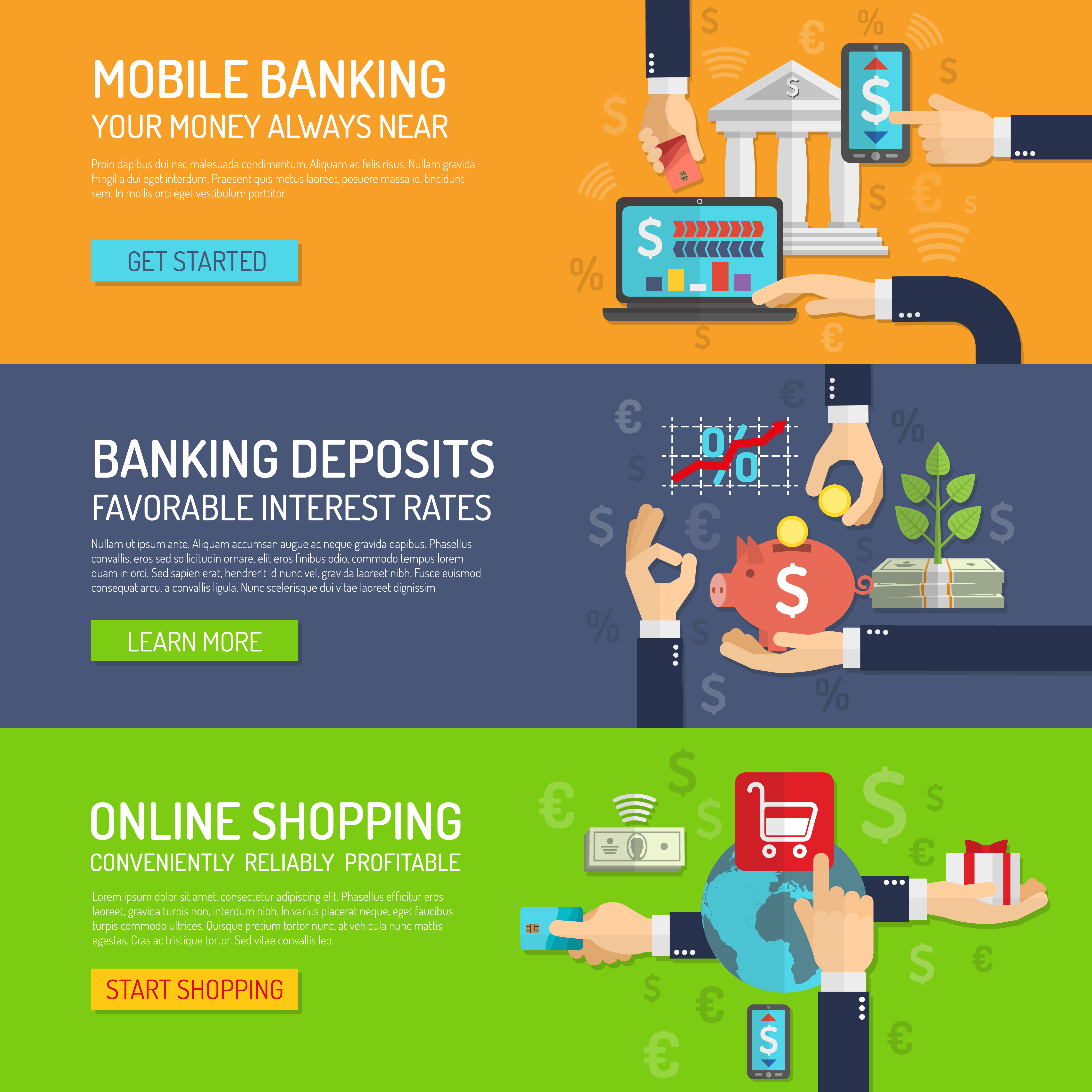 Banking Banner Horizontal 463260 Vector Art at Vecteezy