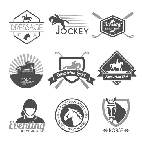 conjunto de etiqueta jockey vector