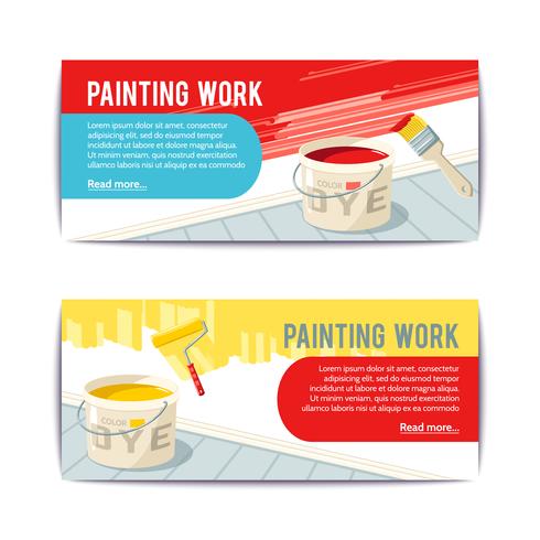 Banners de trabajos de pintura vector