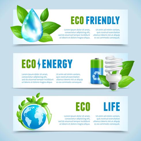 Ecology horizontal banners vector