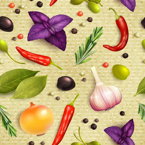 Herbs and spices seamless pattern vector