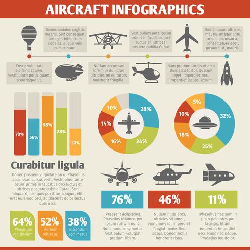 Infografía de iconos de aviones vector