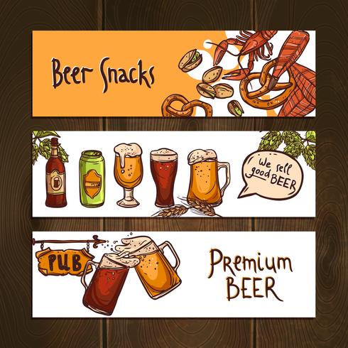 Pancartas de cerveza horizontales vector