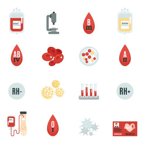 Iconos de donantes de sangre plana vector