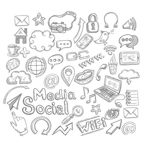 Doodle Social Icons vector