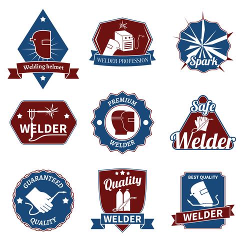 Welder labels set vector