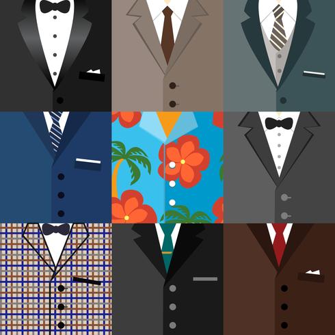 Conjunto de iconos decorativos de negocios de trajes vector