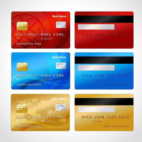 Realistic credit cards set vector