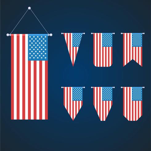 american flag set vector