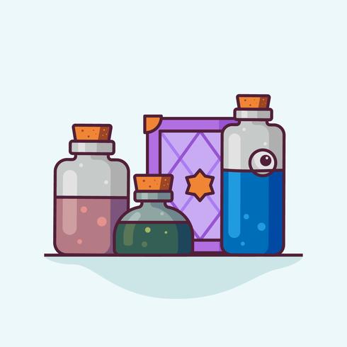 Wizard book and potions 463579 Vector Art at Vecteezy