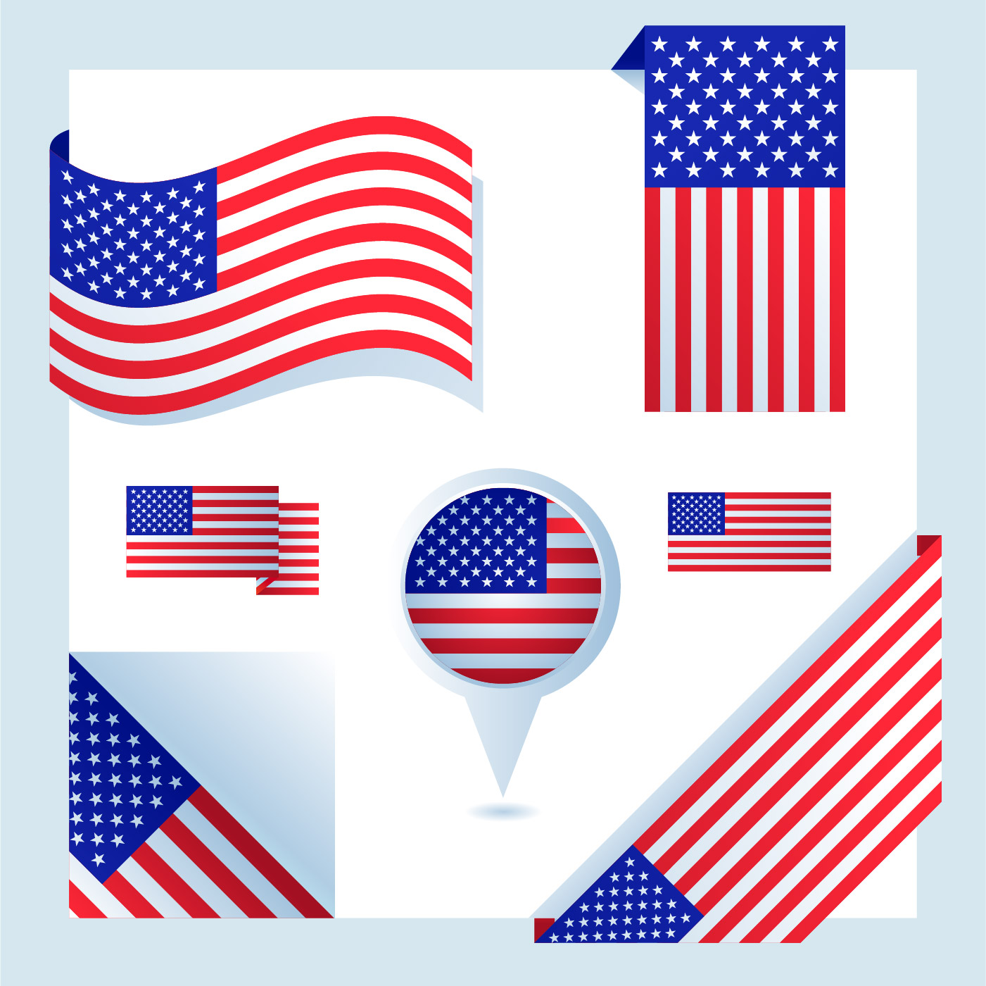 Download american flag set 463580 - Download Free Vectors, Clipart ...