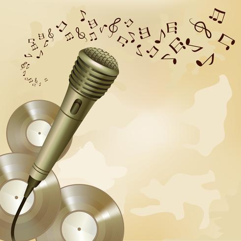 Retro microphone on music background vector