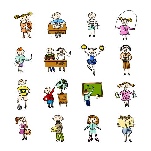 Set of doodle children vector