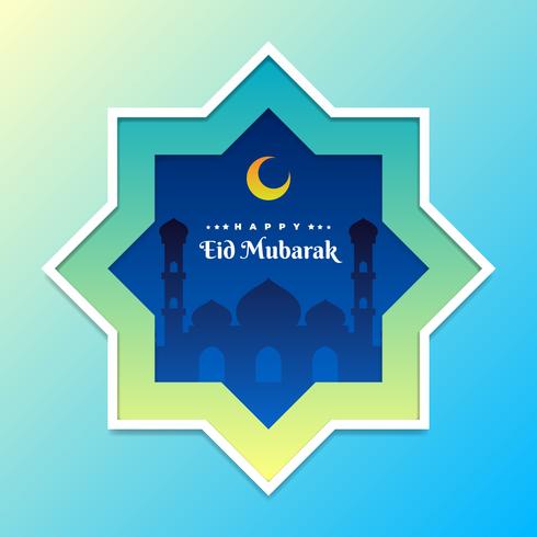 Eid Mubarak Islamic Minimal Composition Design Template vector