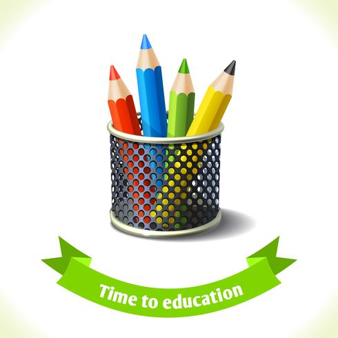 Icono de educación lápices de colores vector