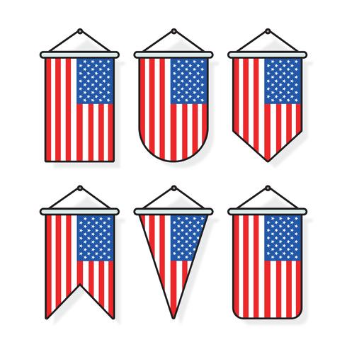 Outlined American Flags