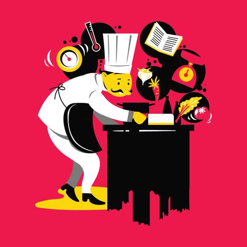 Chefs Cooking, Cutting and Preparing Next Plate vector