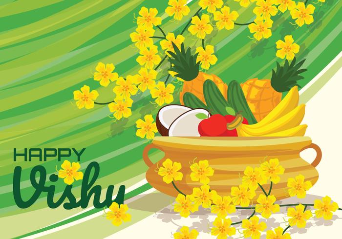 Feliz ilustración vectorial de Vishu vector