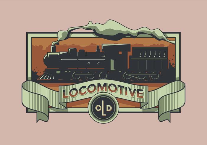 Locomotora antigua etiqueta retro vector