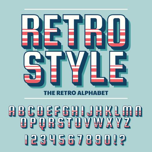 Vector of Retro Font and Alphabet