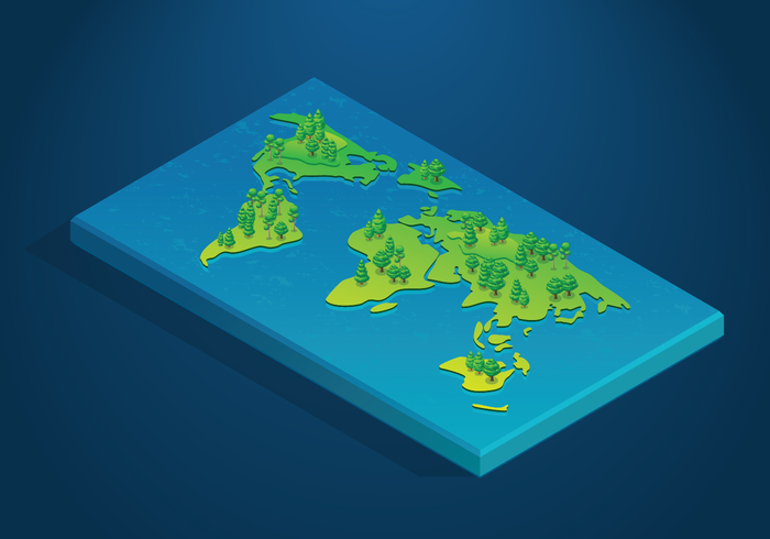 Mapa isométrico internacional 3D vector