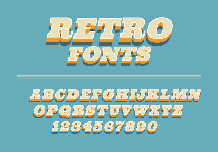 Retro Fonts On A Blue Background vector