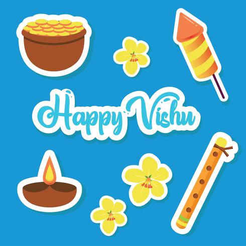 Vishu etiqueta elementos vector pack