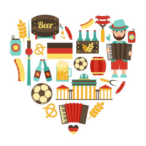 Conjunto de corazón de viaje de Alemania vector