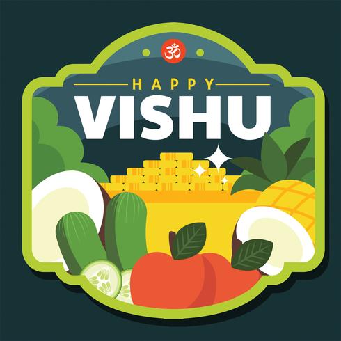 Happy Vishu Badge Vector Design