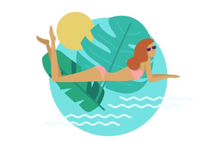 Woman Sunbathe Vector Art