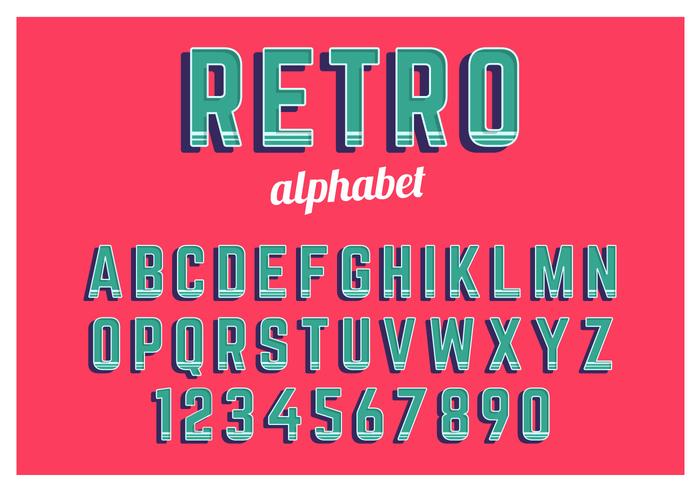 Conjunto de alfabeto retro vector