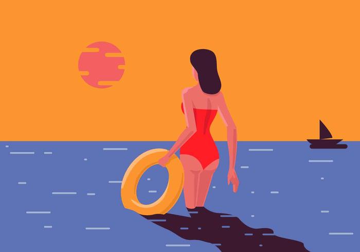 People Enjoying Summer Vector Illustration