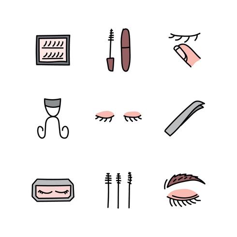 Set Of Make-Up and Eyelashes Icons vector