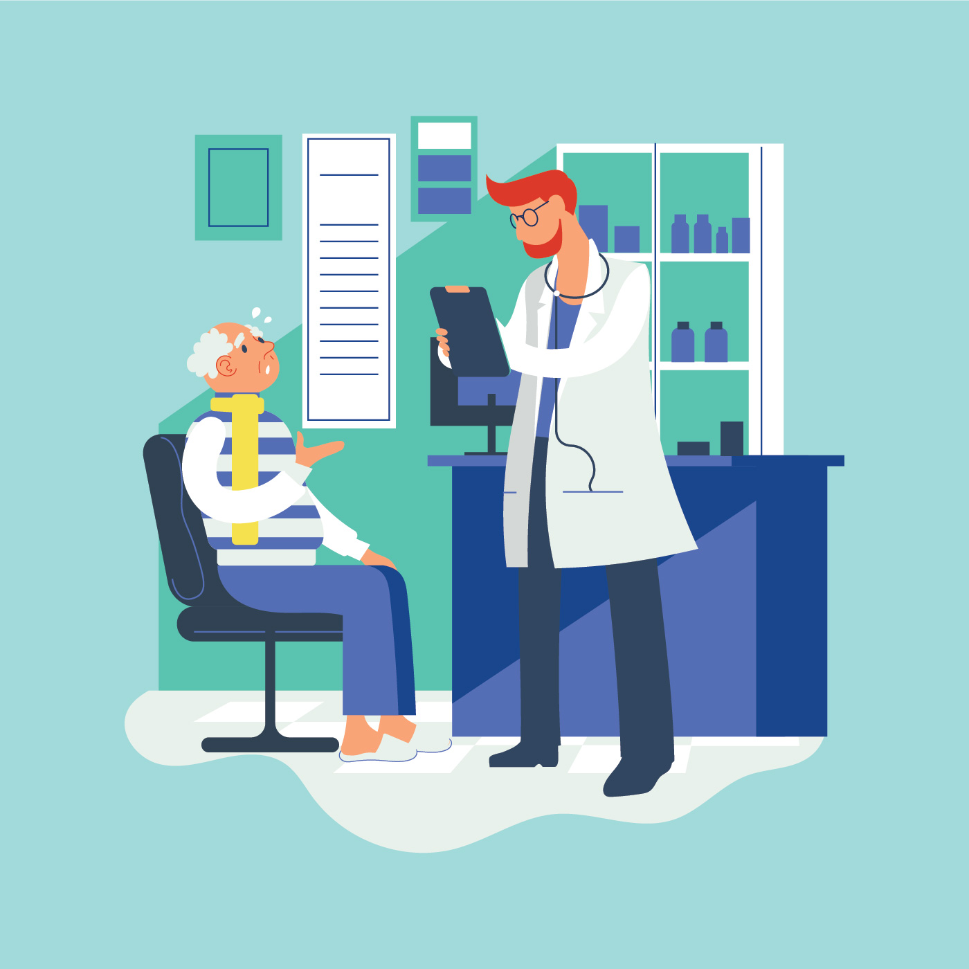 senior-patient-having-consultation-with-doctor-463917-vector-art-at