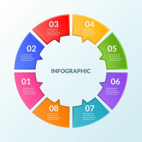 Plantilla de infografía de paso o diagrama de flujo de trabajo 8 pasos vector