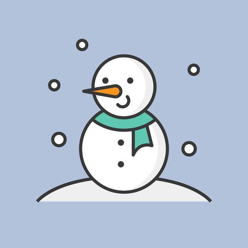 snowman and snow fall, filled outline icon for Christmas theme vector