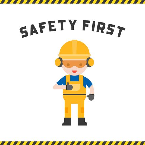 industrial security and protective equipment for worker illustration, flat design vector