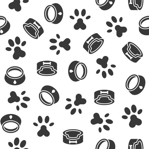 dog seamless pattern theme, dish, paw foot print for use as wallpaper or background vector