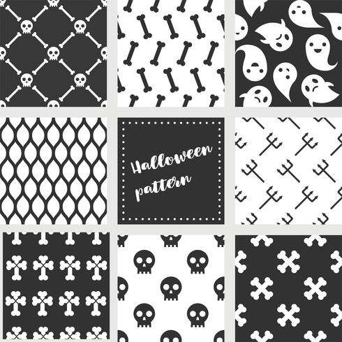 set of halloween seamless pattern, flat design vector