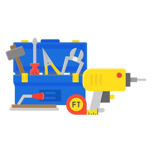 tool box and equipment icon, maintenance and repair service concept, flat design vector