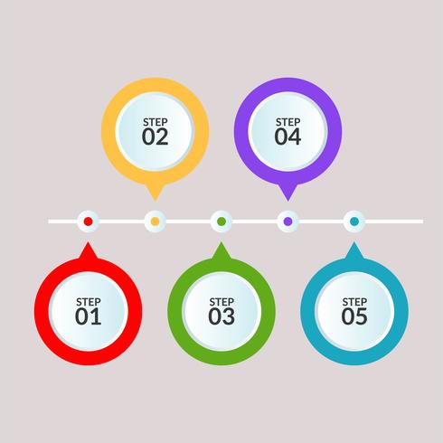 Plantilla de infografía de cinco pasos o cartel de diagrama de flujo de trabajo vector